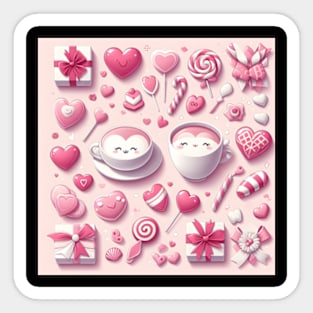 Cute Valentine's Day Hearts Candy Valentines Love Sticker